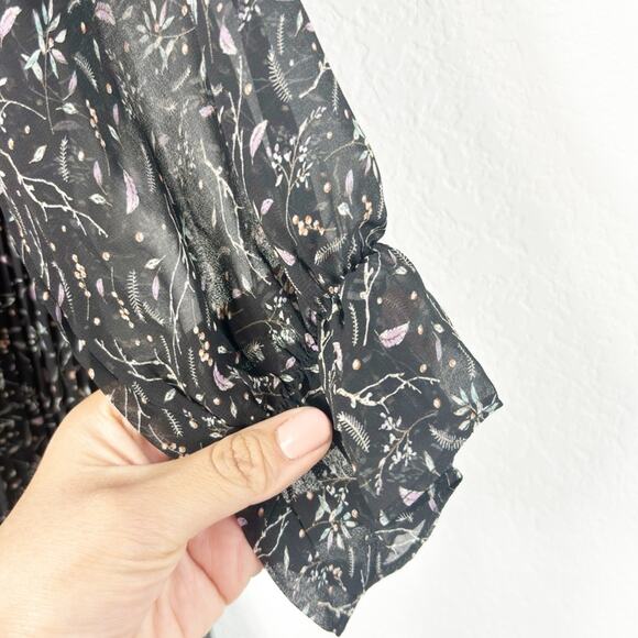 CODE X MODE FLORAL PURPLE BLACK LONG SLEEVE WOMEN DRESS SIZE MEDIUM BRAND NEW - Picture 3 of 7